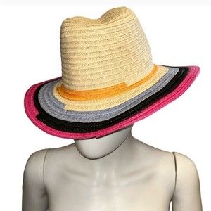 Melrose and Market Fedora Straw Hat multicolor Tan size OS